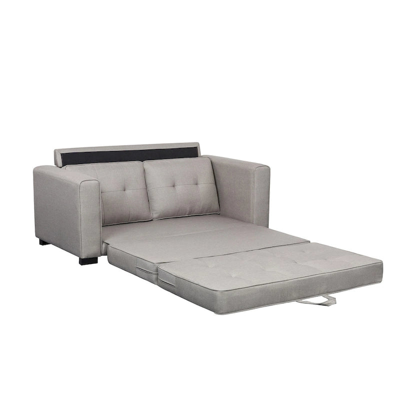 Tufted Fabric Convertible Sleeper Loveseat with Wood Frame and Foam Cushions
