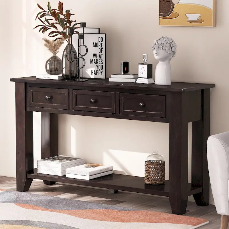 Accent Storage Cabinet Sideboard Wooden Cabinet with Metal Handles for Hallway, Entryway, Living Room, Bedroom