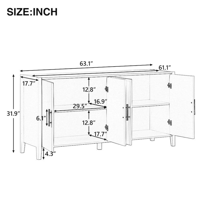 Accent Storage Cabinet Sideboard Wooden Cabinet with Metal Handles for Hallway, Entryway, Living Room, Bedroom