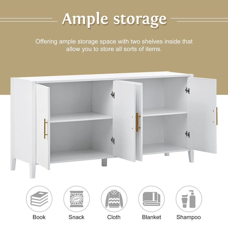 Accent Storage Cabinet Sideboard Wooden Cabinet with Metal Handles for Hallway, Entryway, Living Room, Bedroom