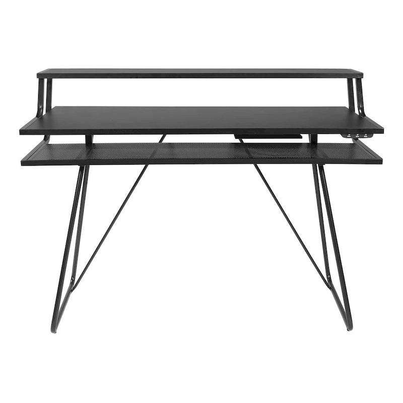 Leveled LED Gaming Desk with Monitor Shelf and USB Hub