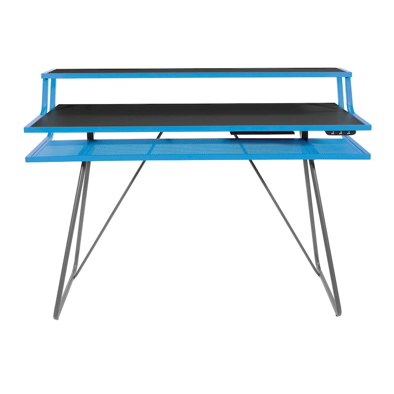 Leveled LED Gaming Desk with Monitor Shelf and USB Hub