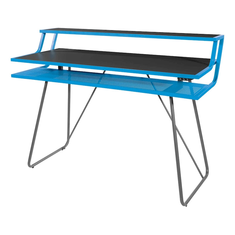 Leveled LED Gaming Desk with Monitor Shelf and USB Hub