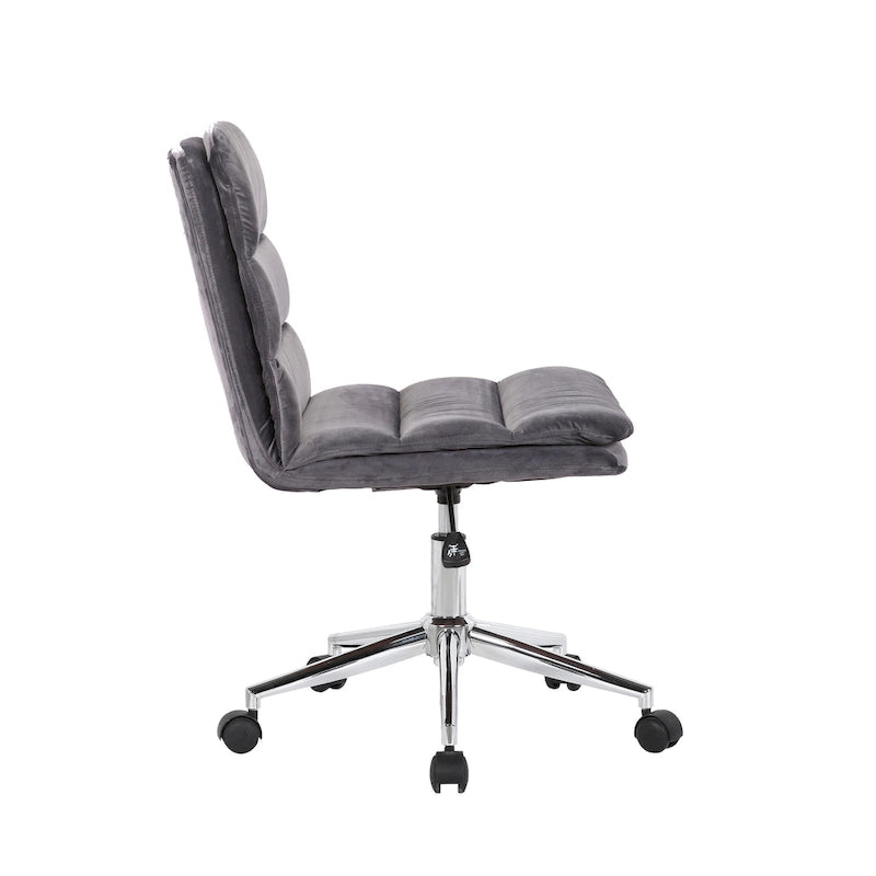 Low Back Ribbed Fabric Swivel Office Chair with Padded Seat