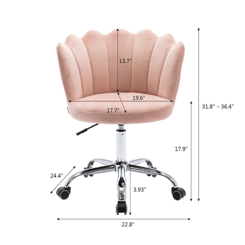 Velvet Upholstered Adjustable Height Swivel Home Office Chair