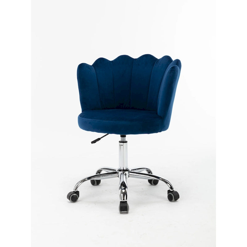 Velvet Upholstered Adjustable Height Swivel Home Office Chair