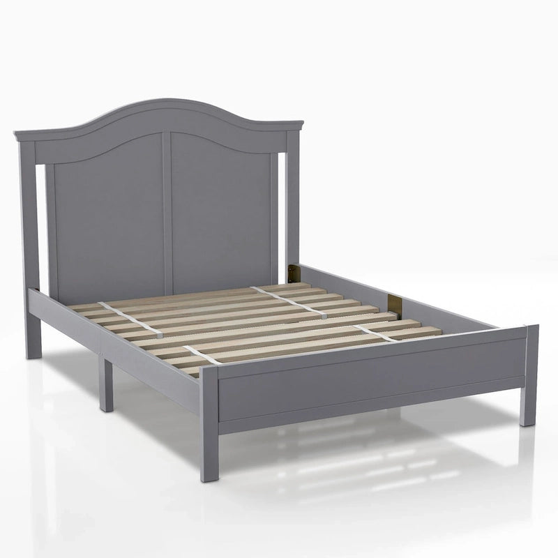 Traditional Curved Panel Headboard Solid Pine Platform Bed in White or Grey
