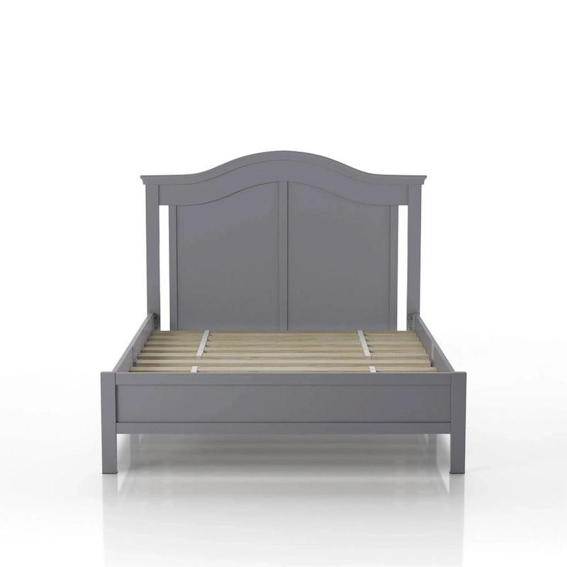 Traditional Curved Panel Headboard Solid Pine Platform Bed in White or Grey