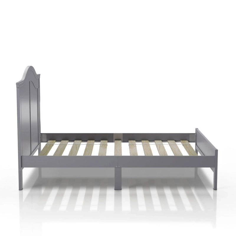 Traditional Curved Panel Headboard Solid Pine Platform Bed in White or Grey
