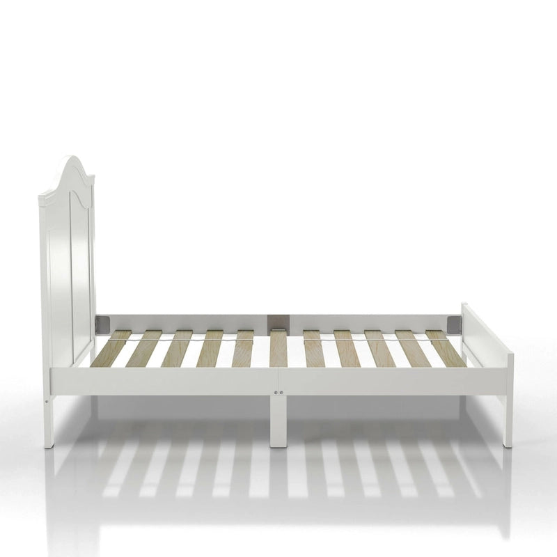 Traditional Curved Panel Headboard Solid Pine Platform Bed in White or Grey