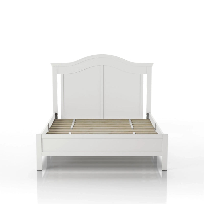 Traditional Curved Panel Headboard Solid Pine Platform Bed in White or Grey