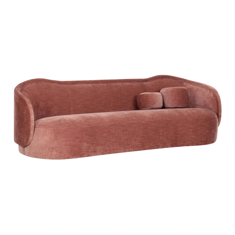 Textured Velvet Sofa with Sloped Silhouette for Living Rooms