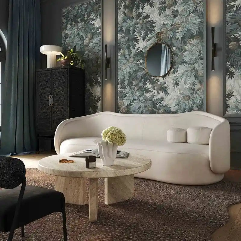 Textured Velvet Sofa with Sloped Silhouette for Living Rooms