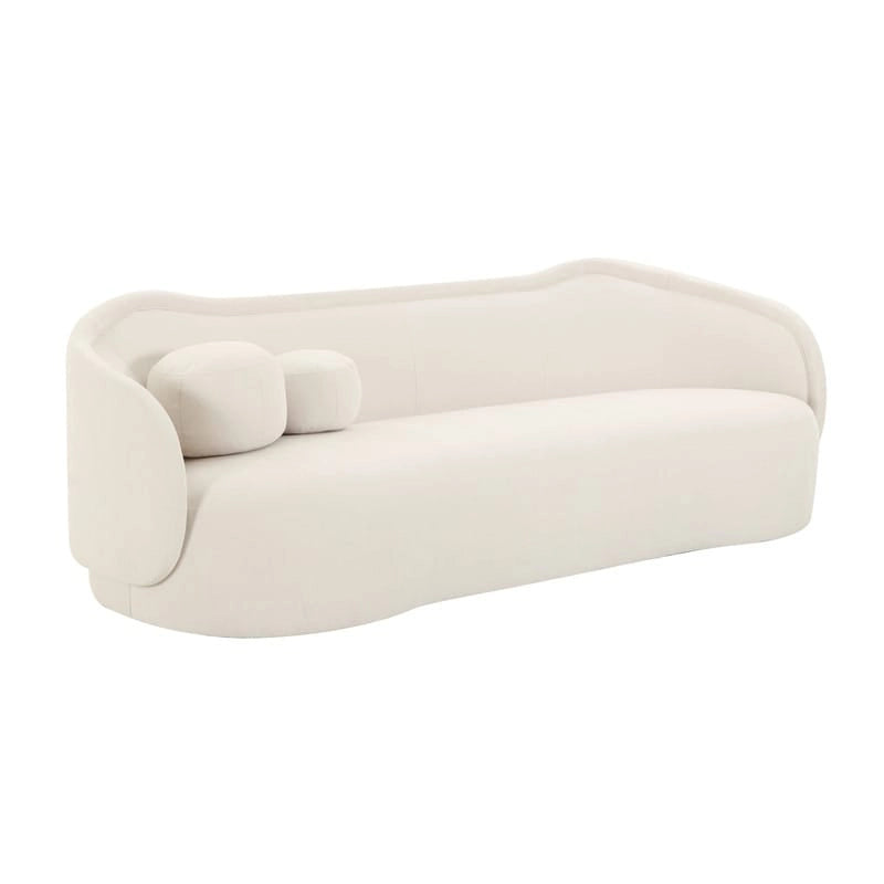 Textured Velvet Sofa with Sloped Silhouette for Living Rooms