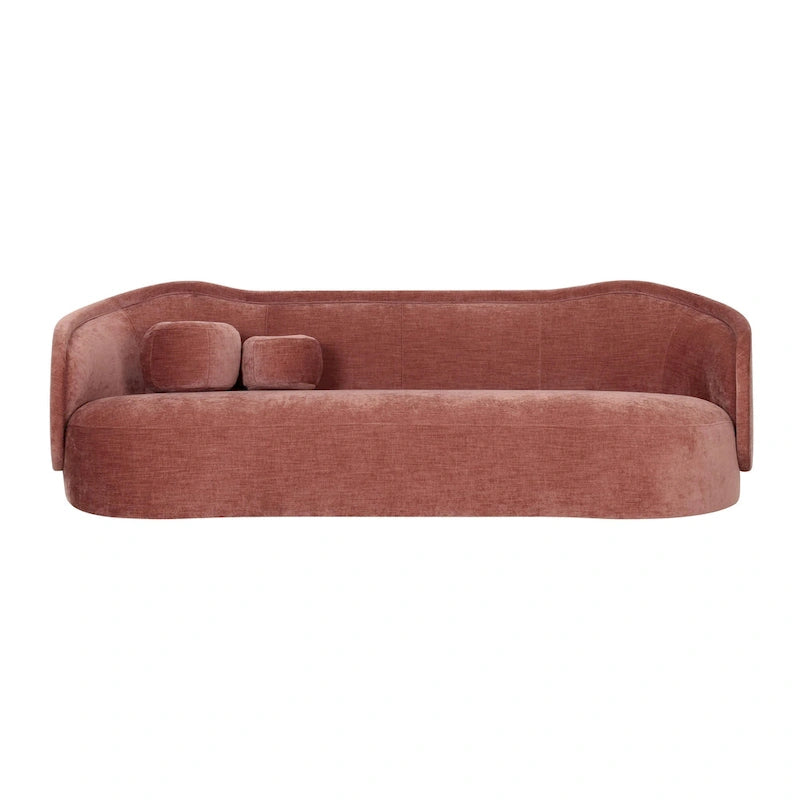 Textured Velvet Sofa with Sloped Silhouette for Living Rooms
