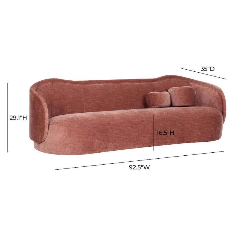 Textured Velvet Sofa with Sloped Silhouette for Living Rooms