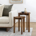 Brown Mango Wood Side Table with Handcrafted Modern Living Room Style
