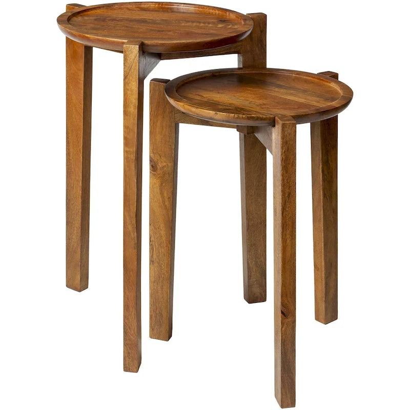 Brown Mango Wood Side Table with Handcrafted Modern Living Room Style