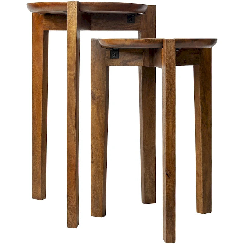Brown Mango Wood Side Table with Handcrafted Modern Living Room Style