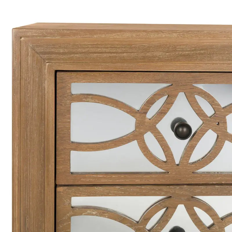 Mirrored Three Drawer Storage Chest with Decorative Patterned Front