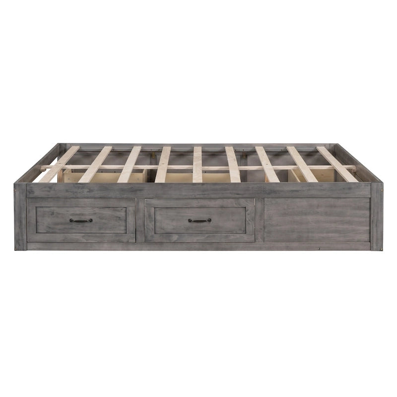 Queen Size Platform Bed with 6 Storage Drawers