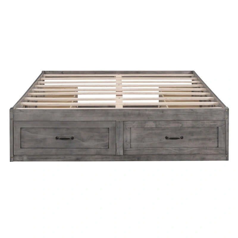 Queen Size Platform Bed with 6 Storage Drawers