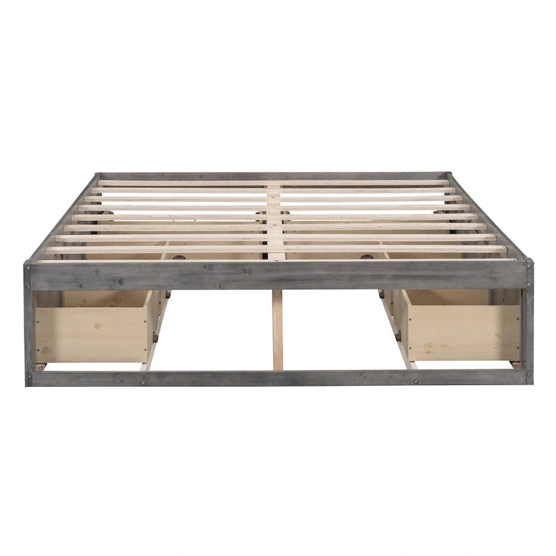 Queen Size Platform Bed with 6 Storage Drawers