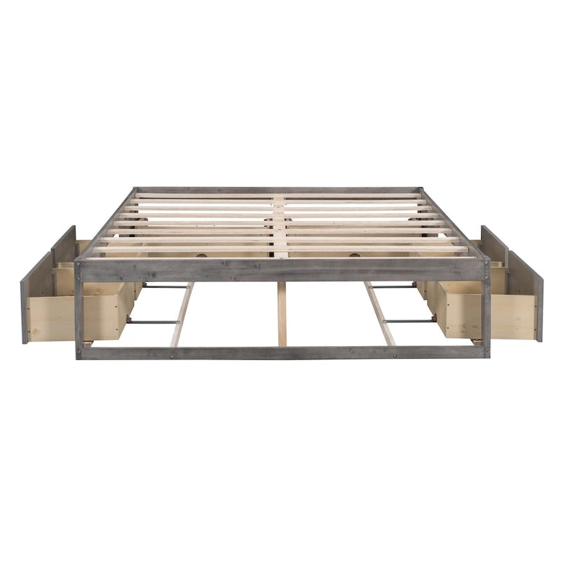 Queen Size Platform Bed with 6 Storage Drawers
