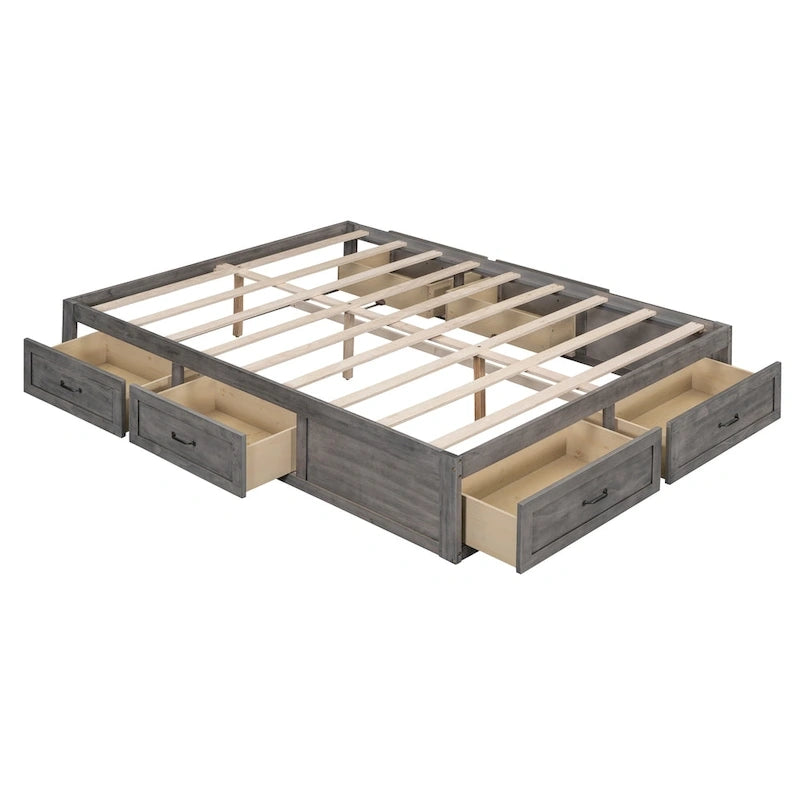 Queen Size Platform Bed with 6 Storage Drawers