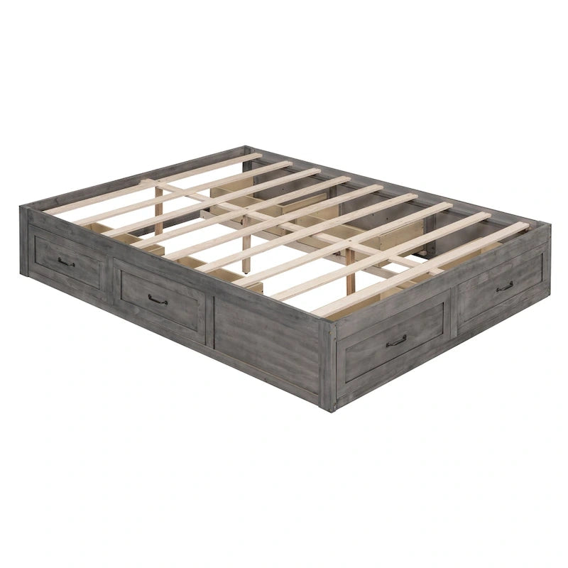 Queen Size Platform Bed with 6 Storage Drawers