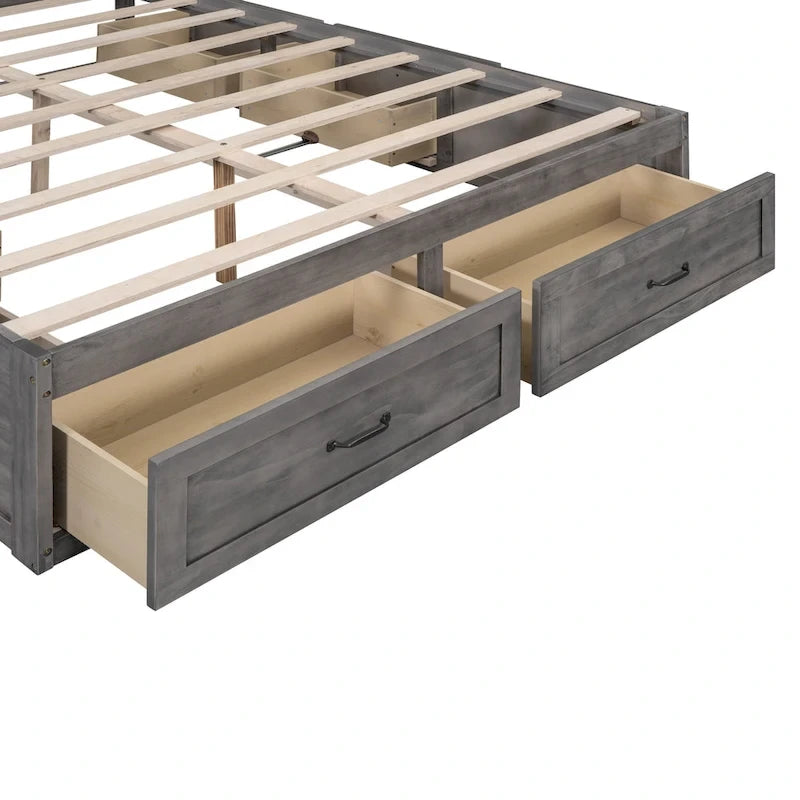 Queen Size Platform Bed with 6 Storage Drawers