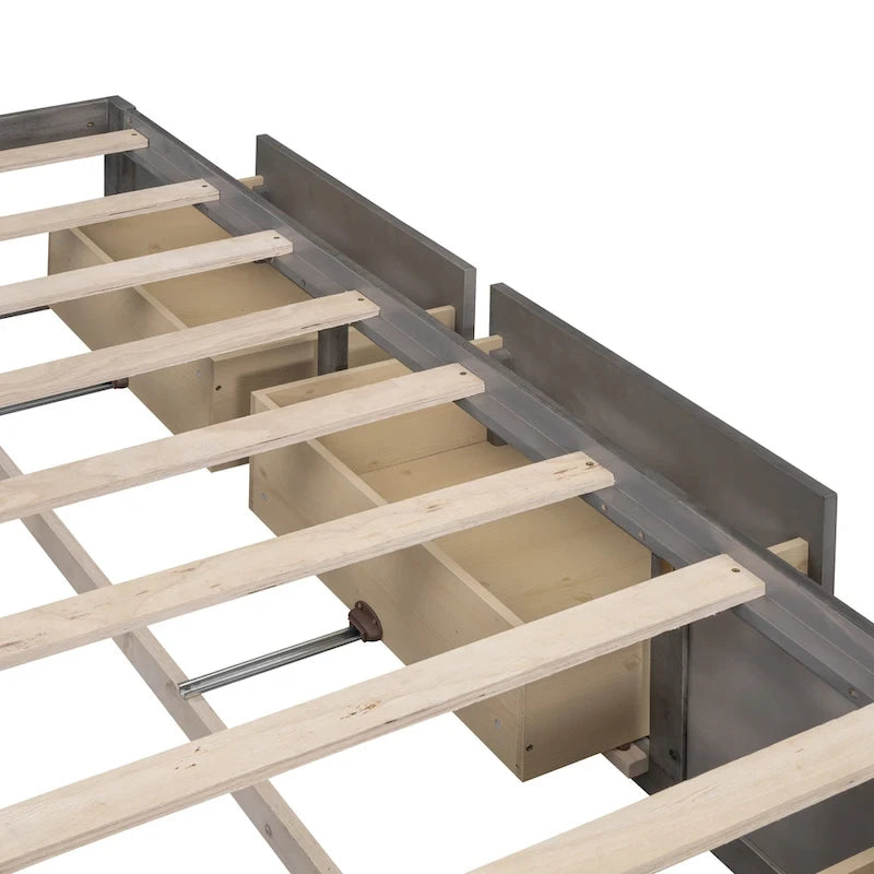 Queen Size Platform Bed with 6 Storage Drawers