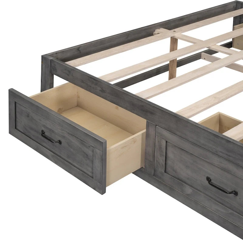 Queen Size Platform Bed with 6 Storage Drawers