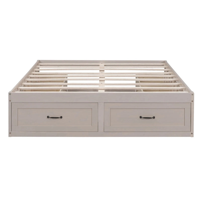 Queen Size Platform Bed with 6 Storage Drawers