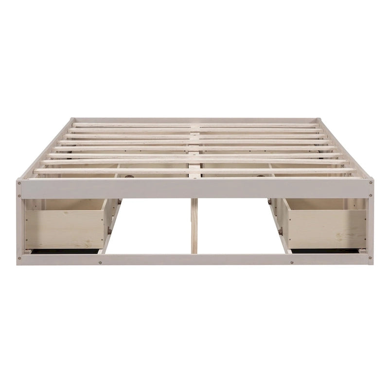 Queen Size Platform Bed with 6 Storage Drawers