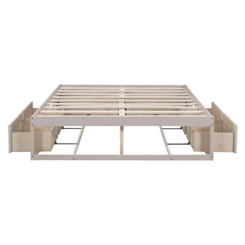 Queen Size Platform Bed with 6 Storage Drawers