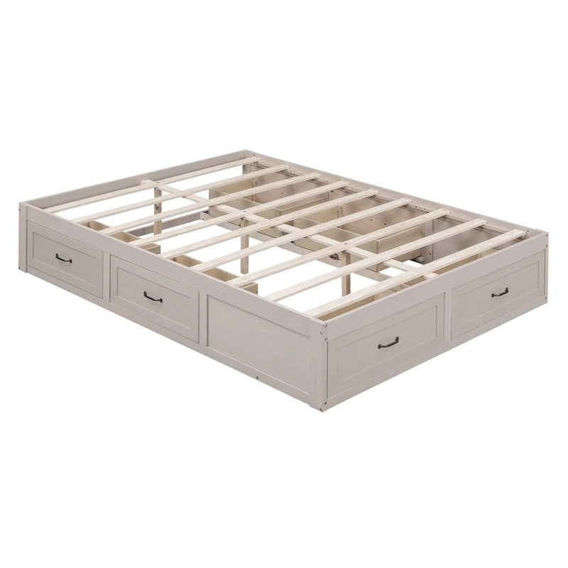 Queen Size Platform Bed with 6 Storage Drawers