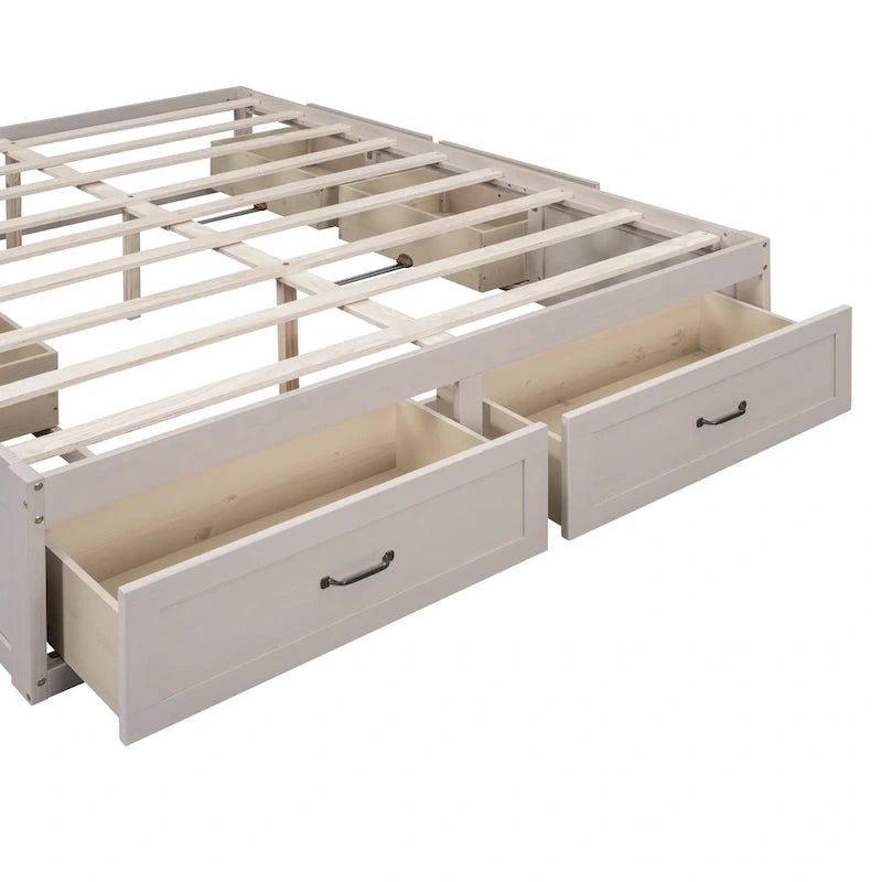 Queen Size Platform Bed with 6 Storage Drawers