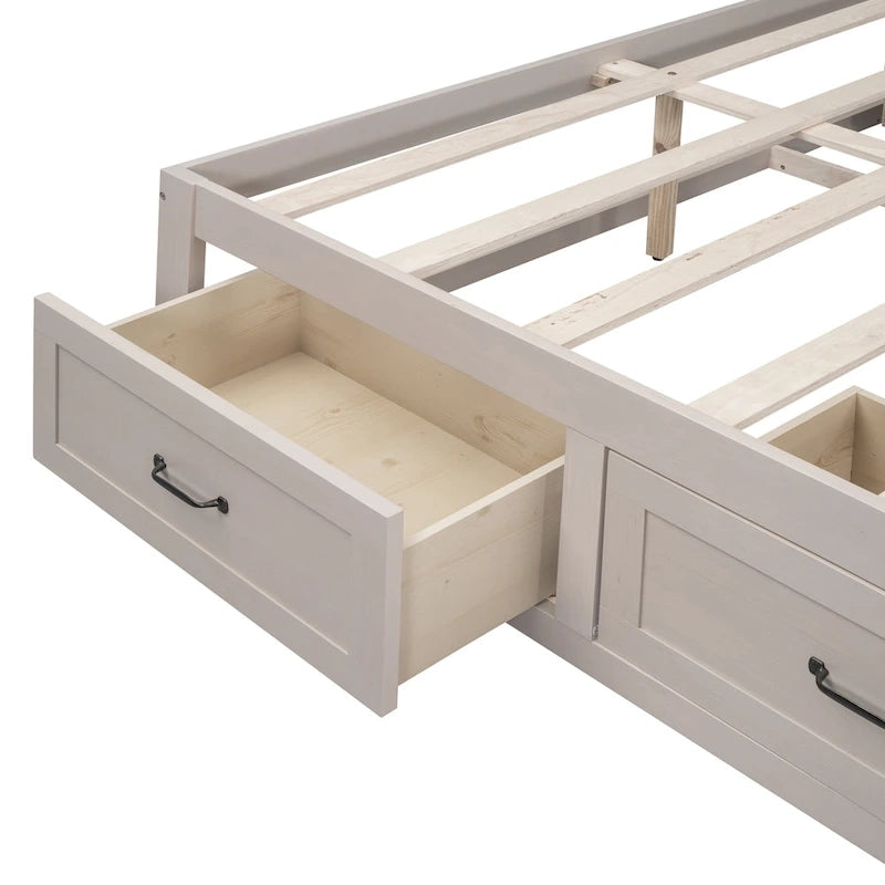 Queen Size Platform Bed with 6 Storage Drawers