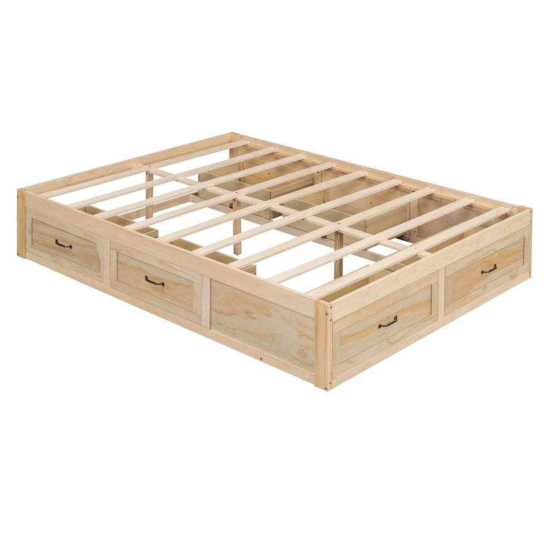 Queen Size Platform Bed with 6 Storage Drawers