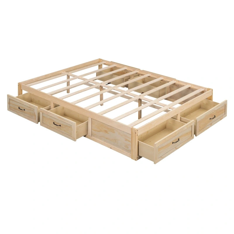 Queen Size Platform Bed with 6 Storage Drawers