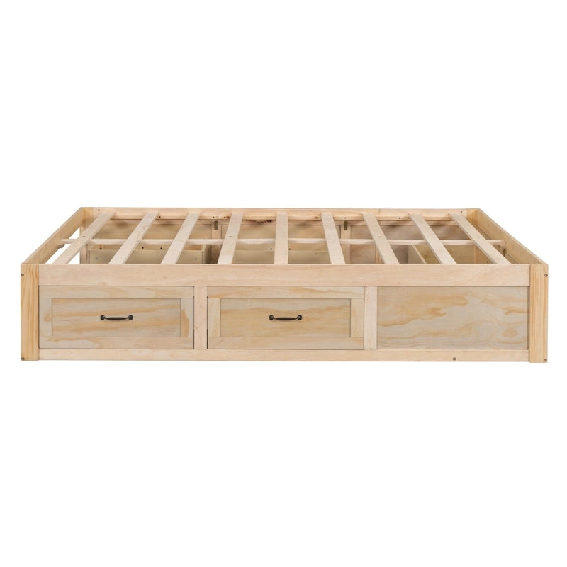 Queen Size Platform Bed with 6 Storage Drawers