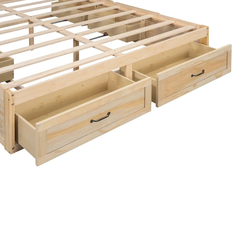 Queen Size Platform Bed with 6 Storage Drawers