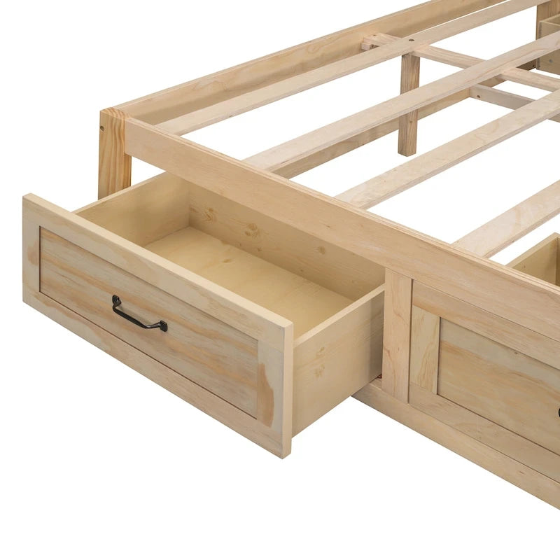 Queen Size Platform Bed with 6 Storage Drawers