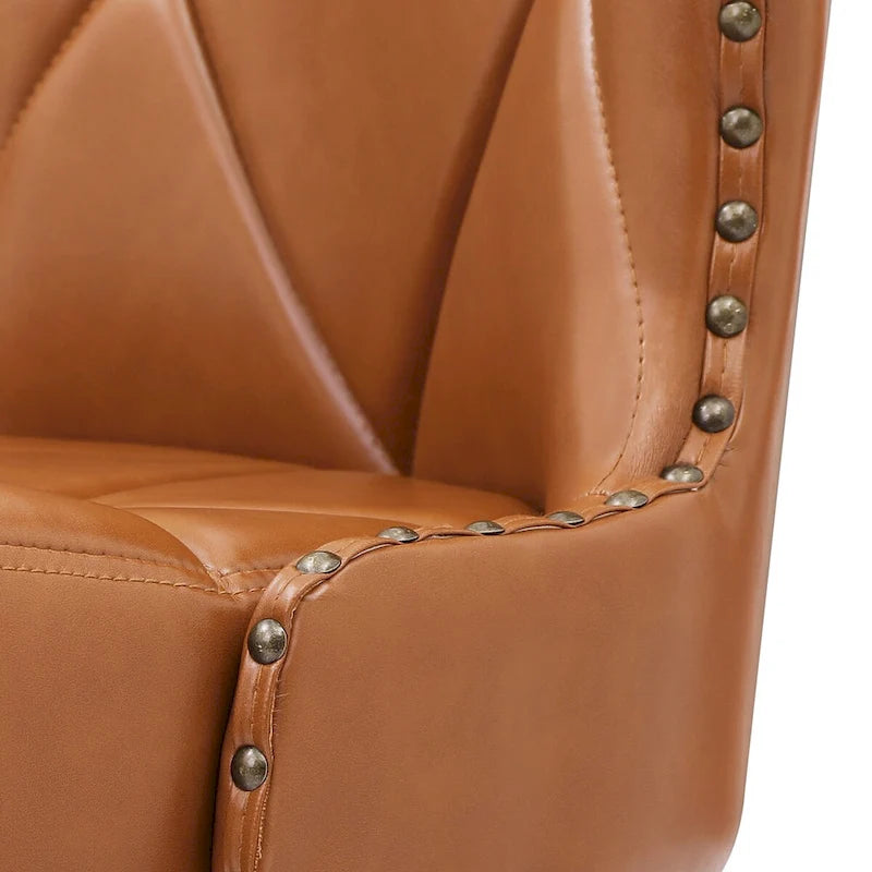 Modern Upholstered Swivel Bar Stool with Curved Back and Wood Frame