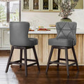 Modern Upholstered Swivel Bar Stool with Curved Back and Wood Frame