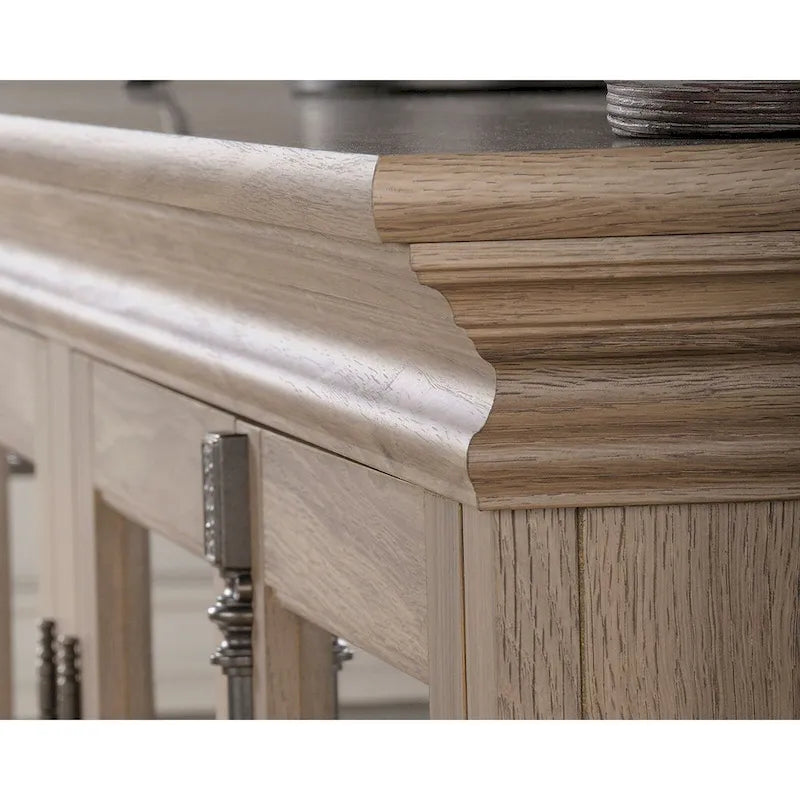 Salt Oak Storage Credenza with Framed Glass Doors and Adjustable Shelves