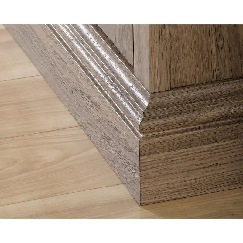 Salt Oak Storage Credenza with Framed Glass Doors and Adjustable Shelves