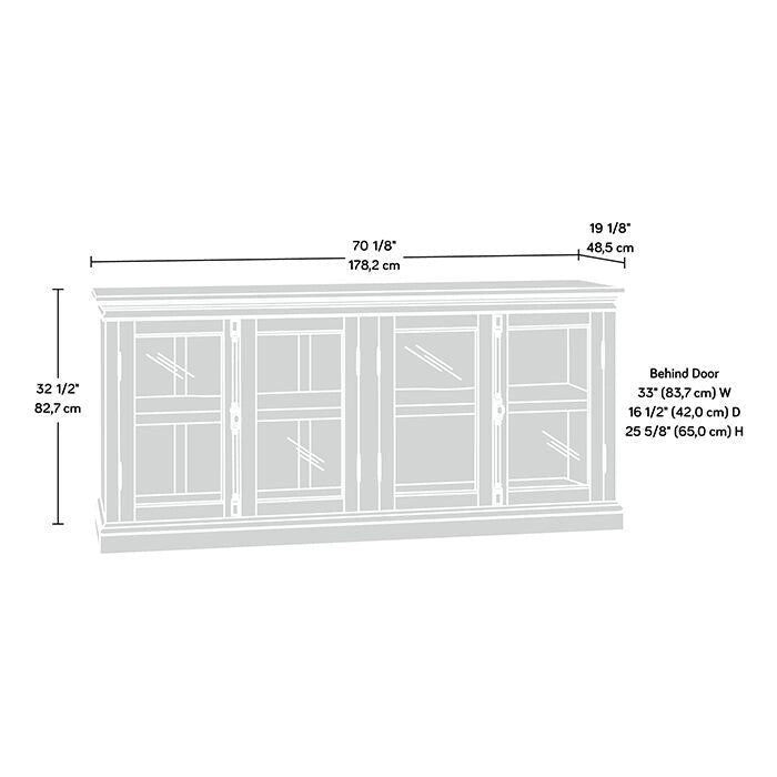 Salt Oak Storage Credenza with Framed Glass Doors and Adjustable Shelves