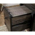 Industrial Home Office Desk with Drawers, Open Shelves and Metal Frame